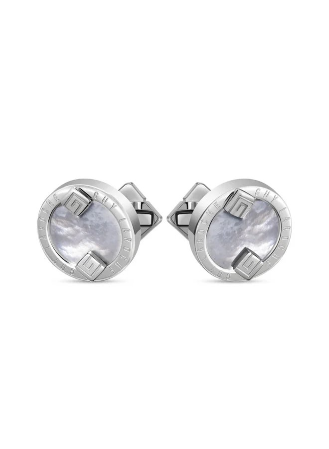 Guy Laroche Leon Silver Stainless Steel Cufflinks for Men
