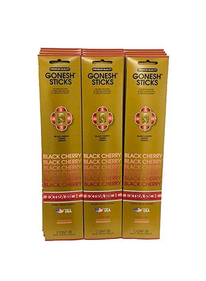 Gonesh Incense Sticks Extra Rich Collection: Black Cherry 12 Pack (20 Sticks/Pack) - Image 1