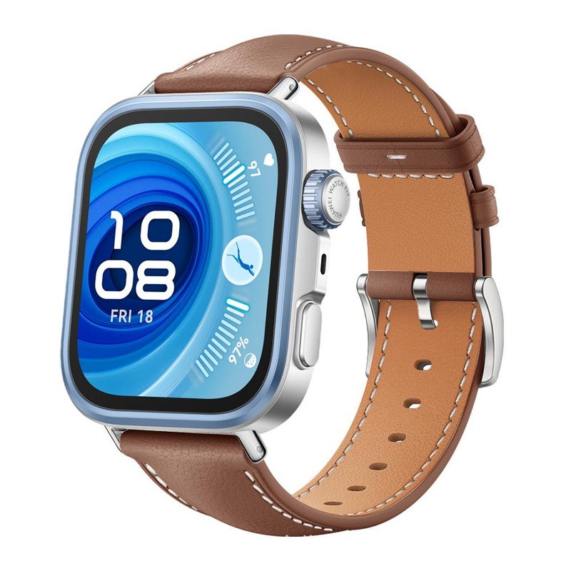 erorex For Huawei Watch Fit 4 Pro / Fit 4 / Fit 3 20Mm Flat Head Black Shark Fine Grain Leather Watch Band(Coffee) - Image 1