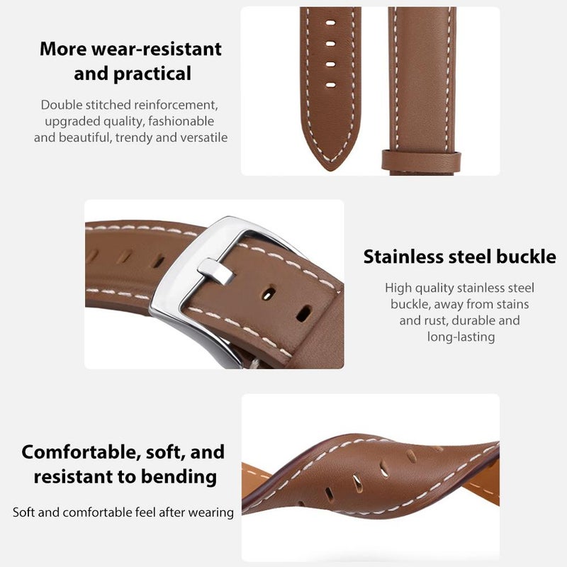 erorex For Huawei Watch Fit 4 Pro / Fit 4 / Fit 3 20Mm Flat Head Black Shark Fine Grain Leather Watch Band(Coffee) - Image 3