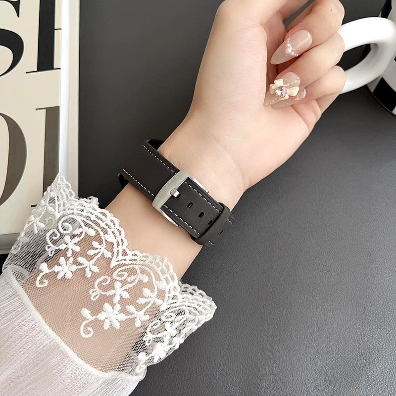 erorex For Huawei Watch Fit 4 Pro / Fit 4 / Fit 3 20Mm Flat Head Black Shark Fine Grain Leather Watch Band(Coffee) - Image 5