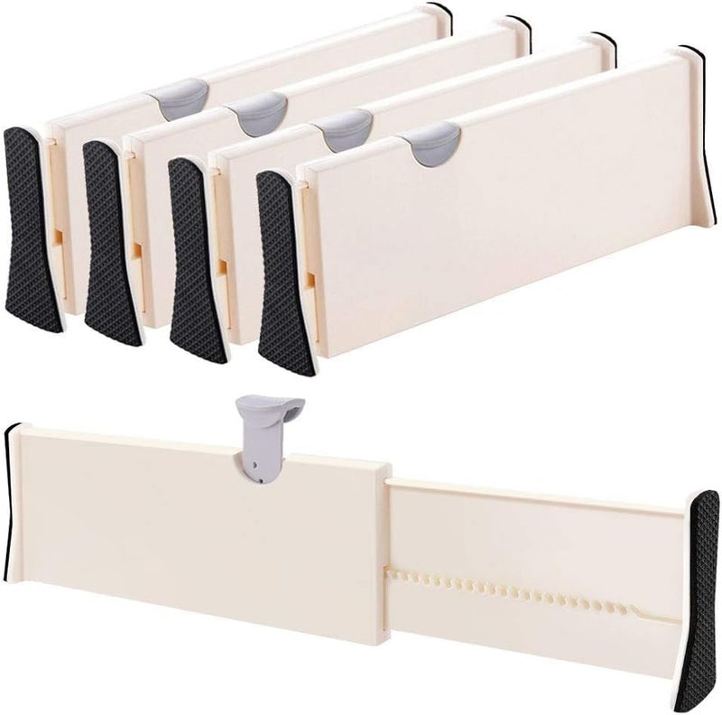 SYGNIUS Drawer Dividers Expandable Adjustable Dresser Drawer Organizers Divider for Clothes Silverware and Utensils fit Kitchen Bedroom Bookcase Baby Drawer with Instructions Set of 4 - Image 1