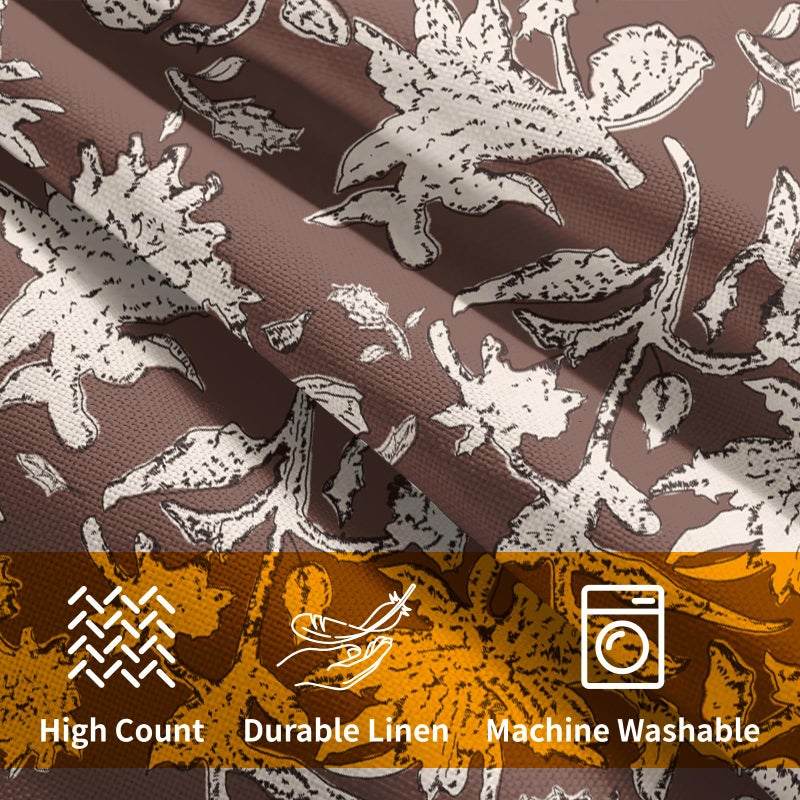 Granbey Reddish Brown Floral Block Print Throw Pillow Covers 18x18 Inch Set of 2 Vintage Boho Cottage Spring Fall Decor Cushion Cover Neutral Accent Modern Pillowcase for Home Bedroom Sofa Couch - Image 4