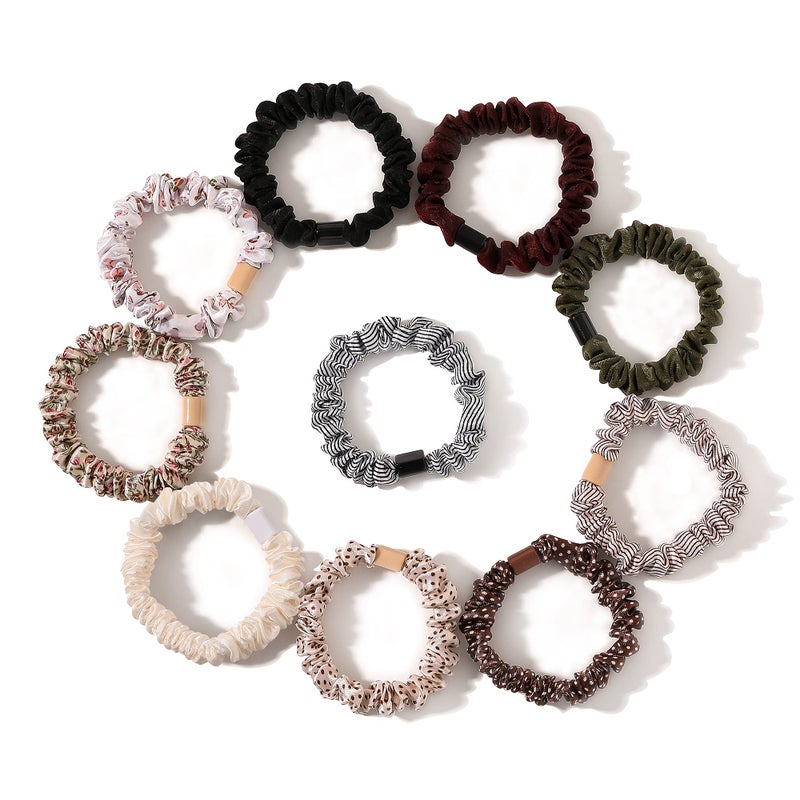 Hair Ties Silk Satin Scrunchies  Small Mini Thin Elestics Ponytail Holder Hair Bands Skinny Scrunchy For Thick Curl Hair No Crease Hair Ties Soft Accessories No Hurt Your Hair for Women and Girls