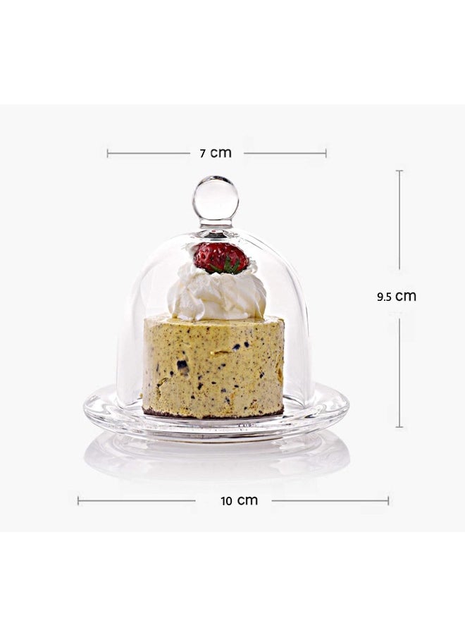 FUFU FUFU Dessert plate with lid, multifunctional dessert plate, European-style household lead-free glass lid round dessert plate, pastry dust box lemon lid dessert plate  - Image 2