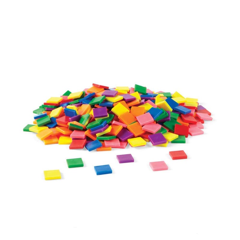 hand2mind hand2mind Plastic Square with 7 Color Tiles Color Sorting Math Counters Counting Manipulatives Colored Plastic Squares Math Manipulatives Bingo Chips Game Tokens Tiles Learning Set of 400 - Image 1
