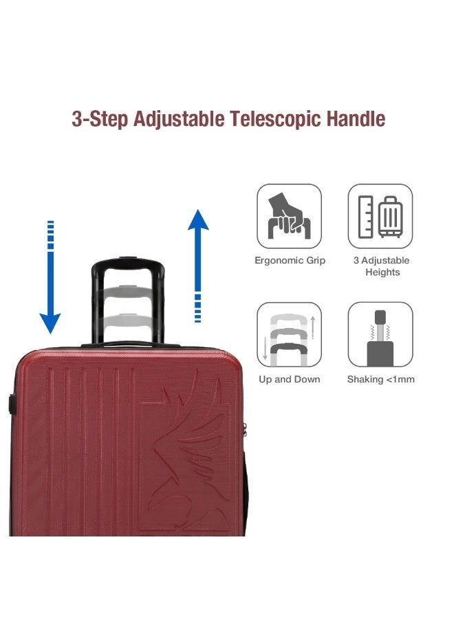 Eagle Express Superior 3 Piece Luggage Set 20/24/28 Inch Burgundy, ABS Hard Shell Trolley Suitcase Set with Lightweight Travel Design, Cabin & Check-In Luggage, 360 Spinner Wheels, Secure Lock System and 2 Year Warranty - Image 4