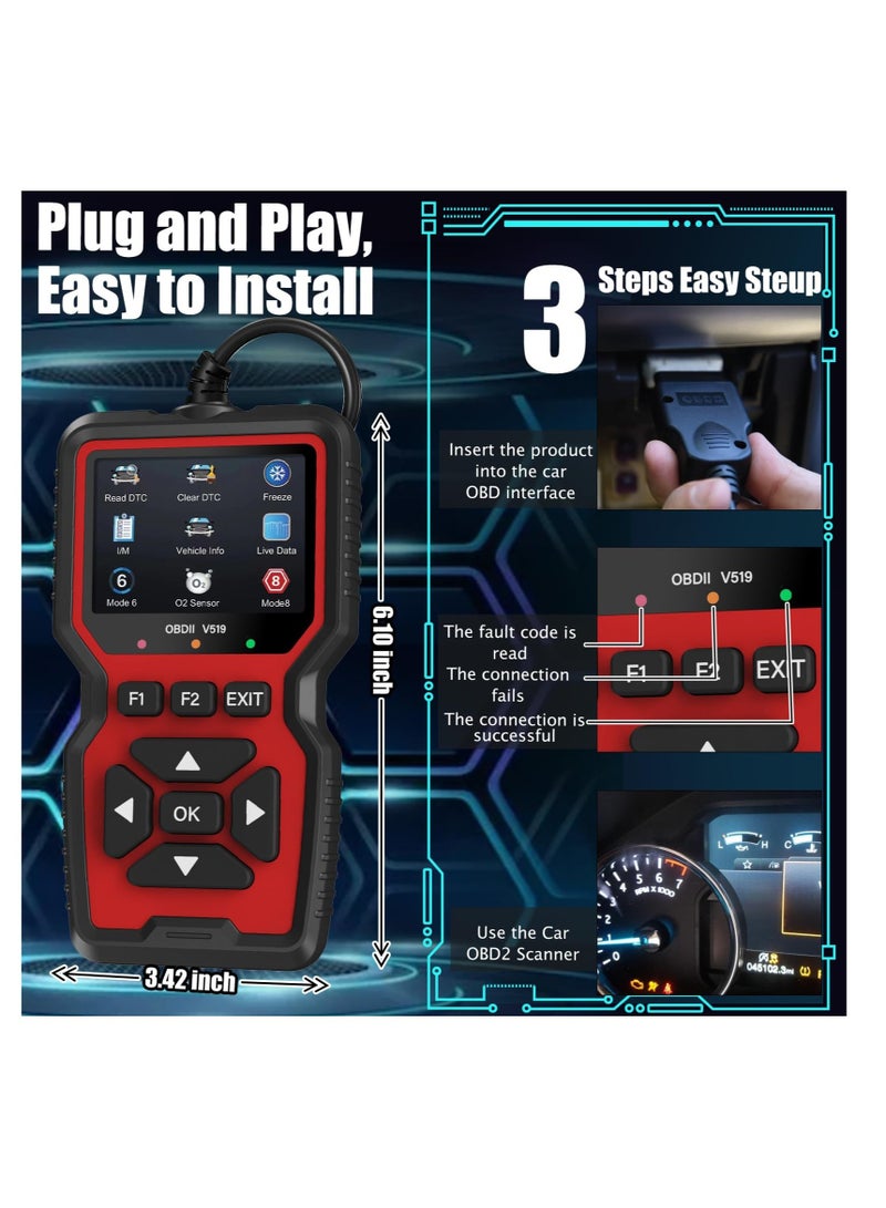 Loquat OBD2 Scanner Diagnostic Tool, Check Engine Code Reader OBD2 Scanner with Reset, Mode 6, Mode 8 u0026 I/M Readiness, Auto Check Engine Light Car Diagnostic Scan Tool, for All OBDII Car After 1996 - Image 5