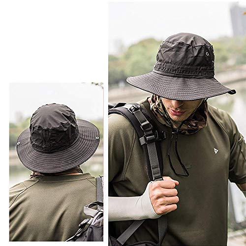 Gustave Men's and Women's Cap Fishing Summer UPF 50+ UV Protection Waterproof Safari Adventure Camping Hiking Hunting Travel Beach Bucket Caps Wide Brim Hat (Black, Free Size) - Image 2