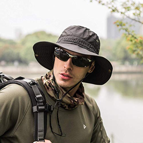 Gustave Men's and Women's Cap Fishing Summer UPF 50+ UV Protection Waterproof Safari Adventure Camping Hiking Hunting Travel Beach Bucket Caps Wide Brim Hat (Black, Free Size) - Image 4