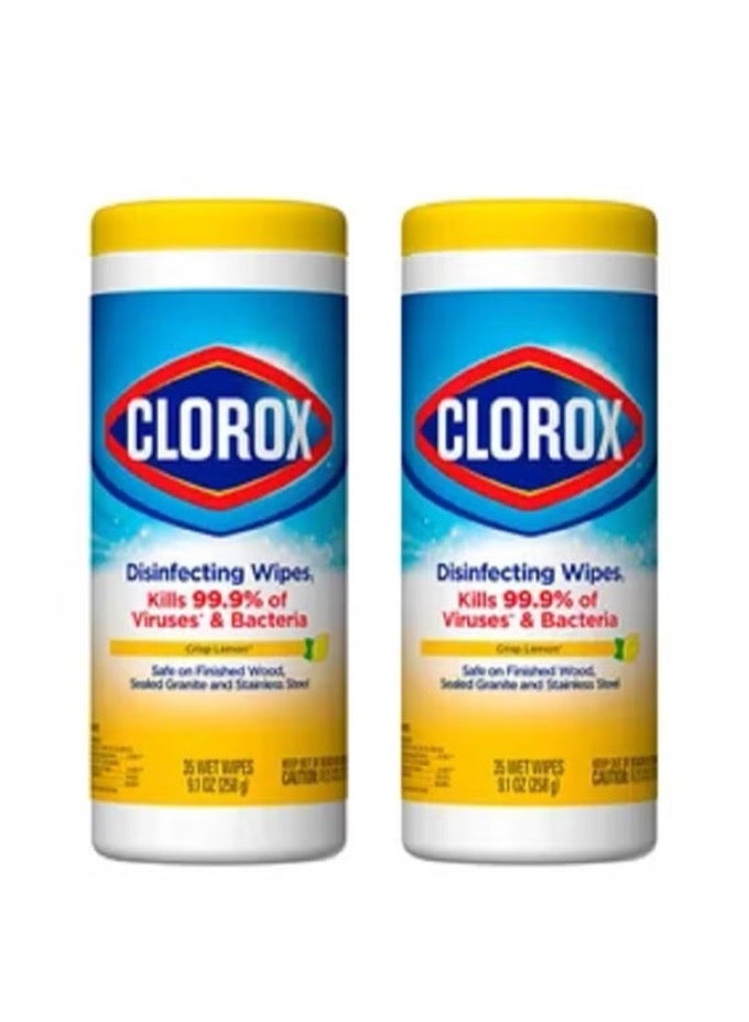 كلوركس عبوات مناديل مبللة مطهره من الجراثيم بمزيج من لليمون من عبوتين 35 منديلاً بإجمالي 70 قطعه - Image 2