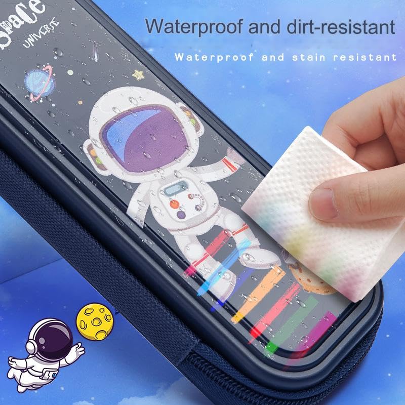 Spiaty Plastic Astronaut Multi Layer Pencil Case & Stationery Box, Blue - Image 3