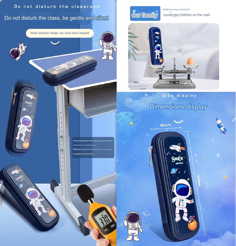 Spiaty Plastic Astronaut Multi Layer Pencil Case & Stationery Box, Blue - Image 4
