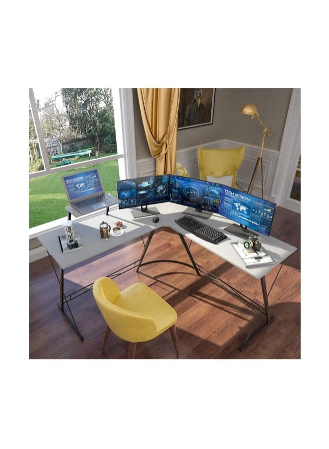 Satinior L Shaped Desk 51 Inch Computer Corner Desk Home Gaming Desk Office Writing Workstation Large Monitor Stand Space Saving Easy to Assemble  - Image 3