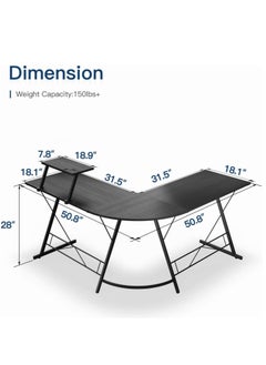 L Shaped Desk 51 Inch Computer Corner Desk Home Gaming Desk Office Writing Workstation Large Monitor Stand Space Saving Easy to Assemble - pzsku/Z637C2A4E385954BD4B4EZ/45/_/1708765327/4e64da75-8305-43a6-bccf-b6f4d2f15230