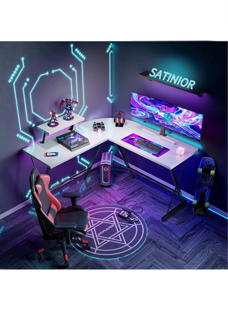 Satinior L Shaped Desk 51 Inch Computer Corner Desk Home Gaming Desk Office Writing Workstation Large Monitor Stand Space Saving Easy to Assemble  - Image 2