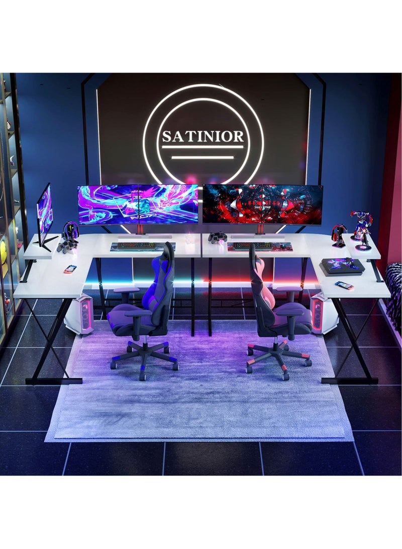 Satinior L Shaped Desk 51 Inch Computer Corner Desk Home Gaming Desk Office Writing Workstation Large Monitor Stand Space Saving Easy to Assemble  - Image 4