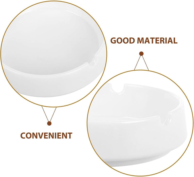 SMASOLO Unbreakable White Plastic Ashtray Set, 2pcs Small Round Table Ash Holder, Windproof Design for Indoor and Outdoor Use, Home, Office, Patio Smokers - Image 3
