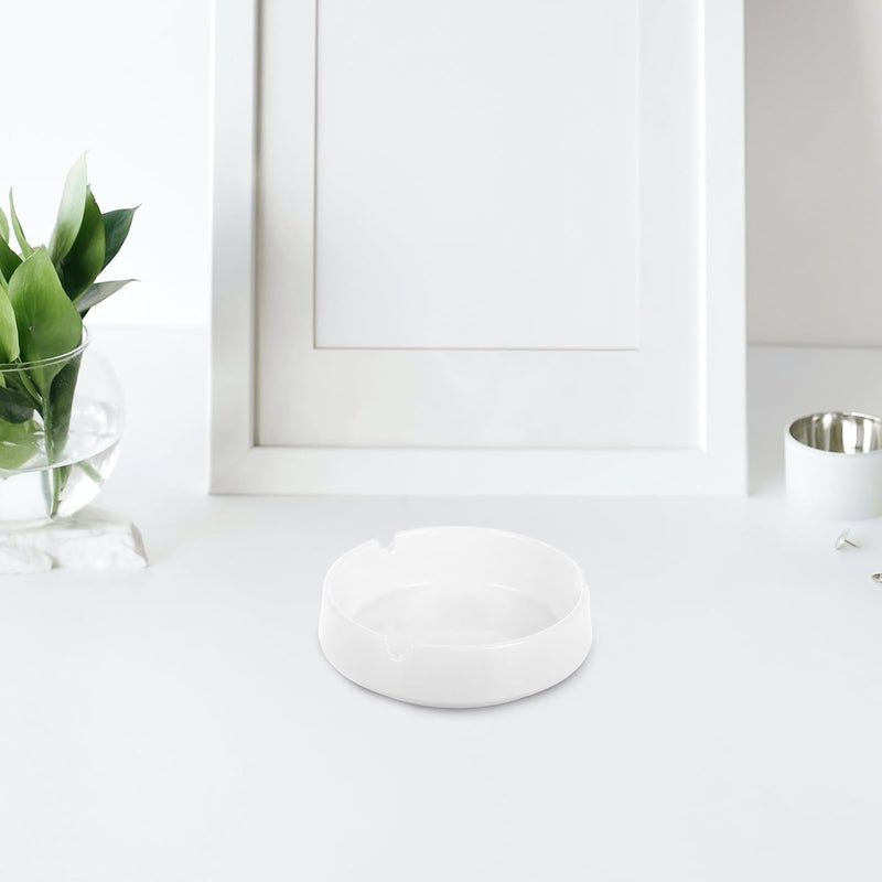 SMASOLO Unbreakable White Plastic Ashtray Set, 2pcs Small Round Table Ash Holder, Windproof Design for Indoor and Outdoor Use, Home, Office, Patio Smokers - Image 5