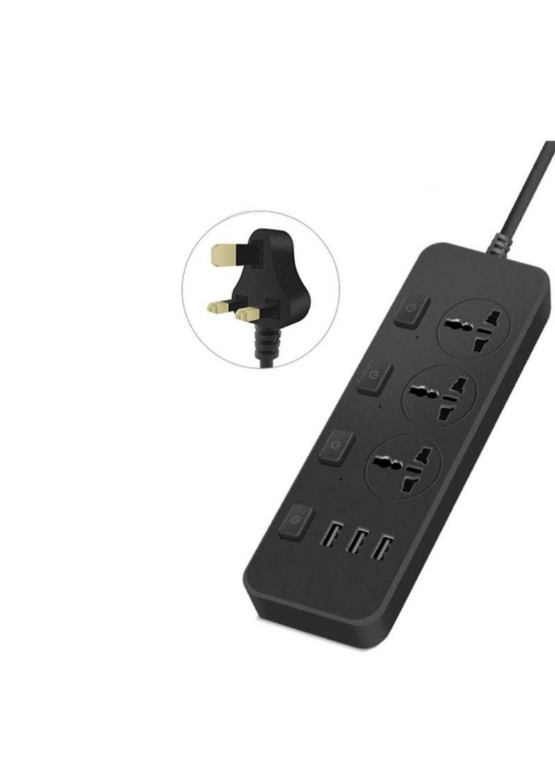 NOOA 110-250V Power 2500W With 3 Universal Socket Multiple USB，Plug Socket Extension Cable For Phone Charging,Extension Cord - Image 1