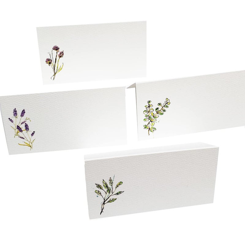 Nancy Nikko HERB Place Cards (4 Herbs) for Dinner Parties and Events. Table Tent Style  Scored for Easy Folding. Available in Packages of 12  24  48 (48) Multi - Image 1