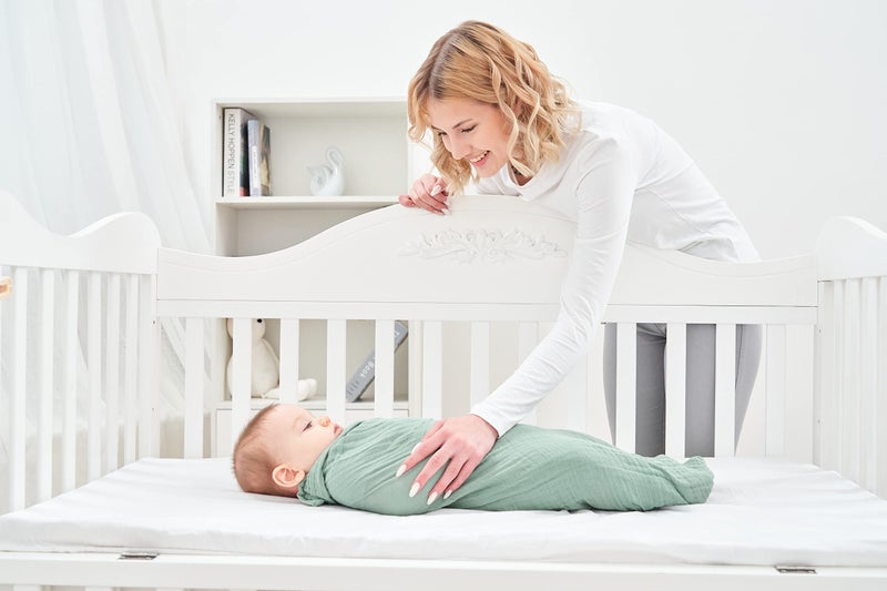 CottCare Baby Muslin Swaddle Blankets for Boys and Girls,4-Pack Breathable and Skin-Friendly,Wrap Soft Silky Cotton Muslin Swaddle Blankets/Atrovirens/Green/Apricot White/Grey… - Image 5