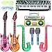 LNCOJOLM Inflatable Instrument Party Prop Decor Guitar Saxophone Microphone Musical Balloons Photo Booth Props Rock Star Balloons 70 80 90s Party Supplies Christmas Decorations Birthday Gift - Image 2