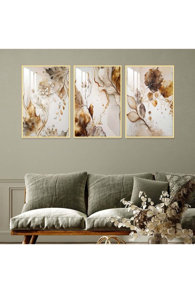Marktna Three wooden wall painting with a frame and a clear acrylic layer - Image 1