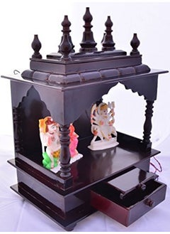 Jodhpur Handicrafts Jodhpur Handicrafts Wood and MDF Home Temple with Bulb Wooden Pooja Mandir Home Temple for Worship Traditional Wooden Mandir Wooden Religious Temple Wooden Prayer Altar 47x30x60cm Multicolour  - Image 2
