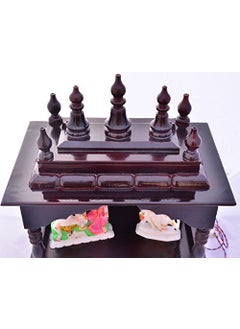 Jodhpur Handicrafts Jodhpur Handicrafts Wood and MDF Home Temple with Bulb Wooden Pooja Mandir Home Temple for Worship Traditional Wooden Mandir Wooden Religious Temple Wooden Prayer Altar 47x30x60cm Multicolour  - Image 3