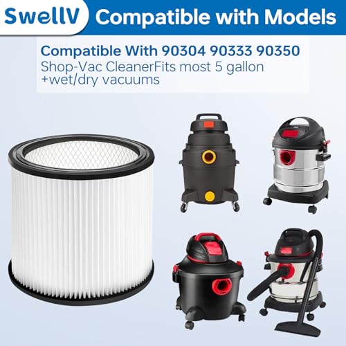 Swellv 90304 Replacement Filter Compatible with ShopVac Shop Vac 90304 90350 9033390585fits most 5 Gallon and above WetDry Vacuum Cleaners 2 Pack - Image 3