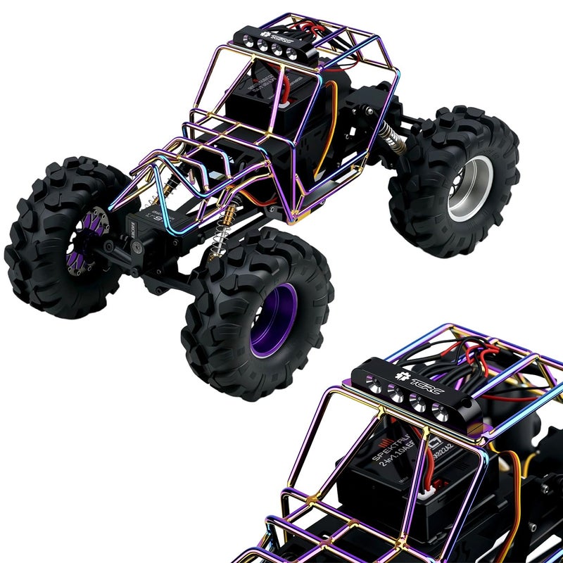 TCRC Multicolored Metal Roll Cage Body Shell with Aluminum LED Lamp Holder for Axial AX24 XC1 124 RC Crawler Car Upgrade Parts - Image 3