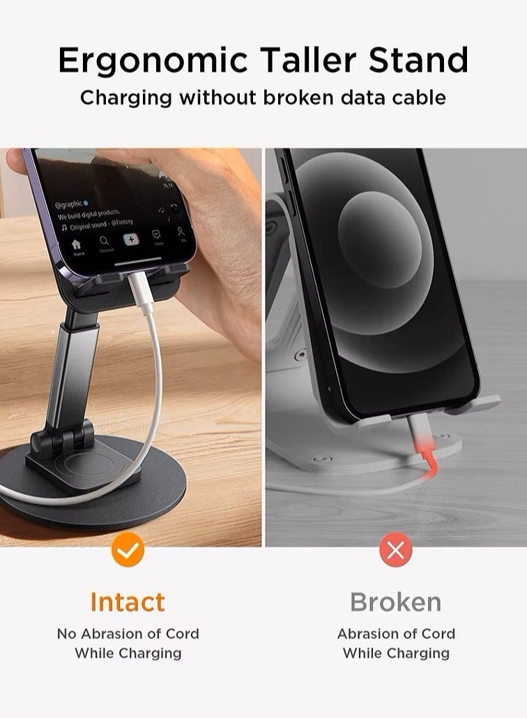 RADSUN Foldable Rotatable Phone Stand with Adjustable Height – Universal Mobile Holder for Desk, Compatible with iPhone, Samsung, and Tablets - Image 2