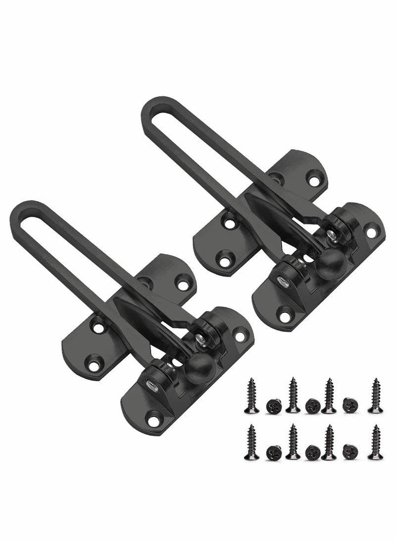 Excefore Home Security Door Lock Swing Bar Lock-Door Guard for Kids, DEFINO Hinged Swing-in Doors, Home and Hotel Door Latch, Thicken Solid Zinc Alloy Reinforcement Lock (Color: Black), 2 Pack  - Image 1