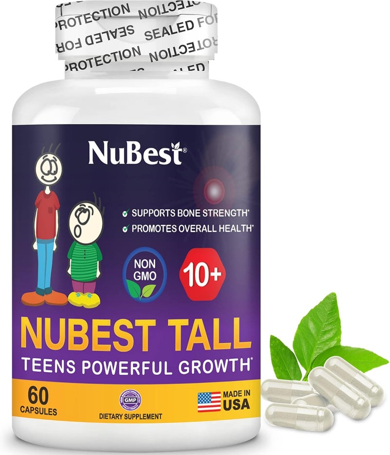 NuBest Tall 10 Premium Bone Strength Formula Enhanced Immunity and Overall Health for Age 10 with Calcium Vitamin D3 Vitamin K2 and Multivitamins  60 Capsules  1 Month Supply - Image 1
