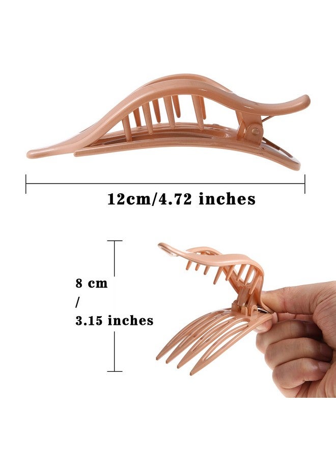 AWAYTR French Concord Hair Clips Claw 6Pcs Side Slid Flat Hair Clips For Volume Strong Hold No Slip Grip Hair Claw Clips For Women Girls Thick Thin Hair (Transparent/Solid Color(Large 4.7 Inches)) - Image 4