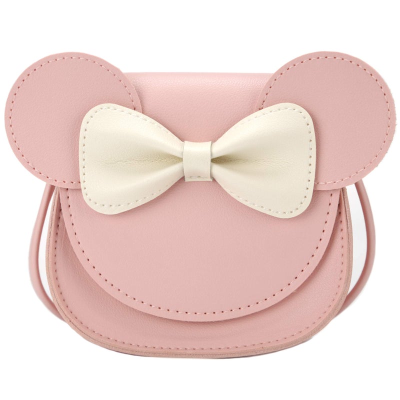 Ondeam Little Mouse Ear Bow Crossbody Purse,PU Shoulder Handbag for Kids Girls Toddlers(Pink) - Image 1