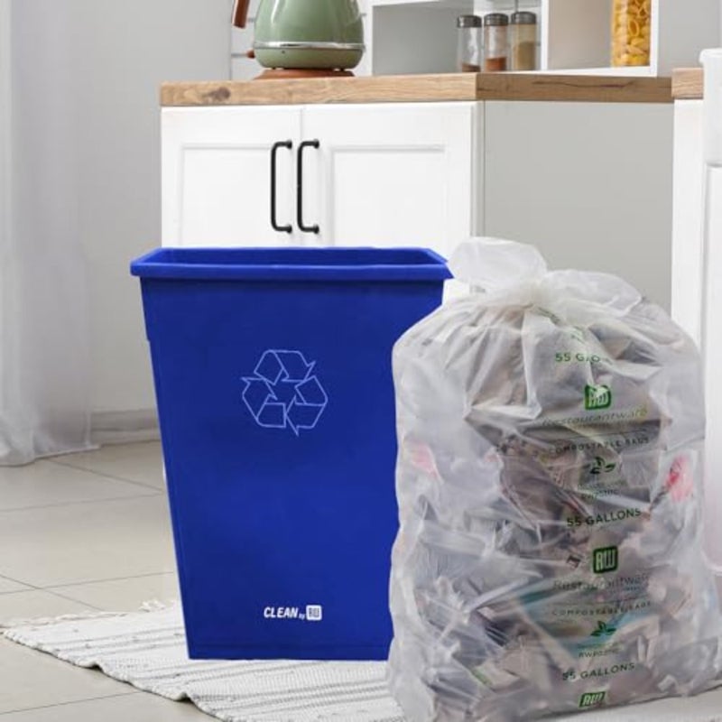 -RW Clean 23 جالون سلة المهملات، 1 سلة مهملات رفيعة - غطاء يُباع بشكل منفصل، تجاري، سلة نفايات بلاستيكية زرقاء، شديدة التحمل، تصميم نحيف للحمام والمطبخ والنفايات الخارجية - Image 4