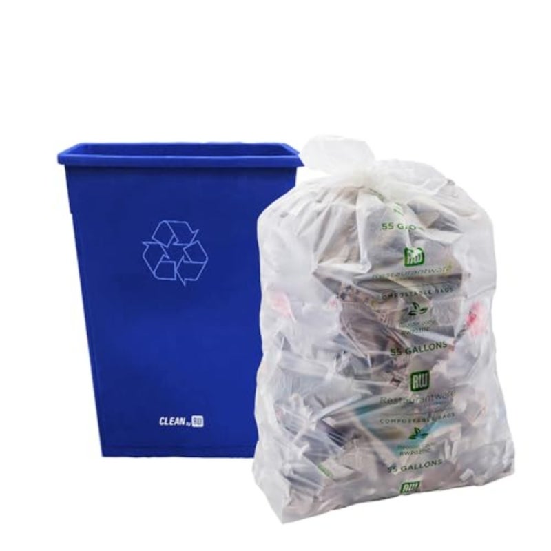 -RW Clean 23 جالون سلة المهملات، 1 سلة مهملات رفيعة - غطاء يُباع بشكل منفصل، تجاري، سلة نفايات بلاستيكية زرقاء، شديدة التحمل، تصميم نحيف للحمام والمطبخ والنفايات الخارجية - Image 3