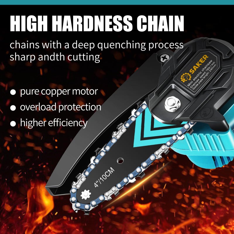 Saker Mini Chainsaw,Portable Electric Chainsaws Cordless,Handheld Chain Saw Pruning Shears Chain Saws for Tree Branches,Courtyard,Household and Garden,Gifts for Men Dad Husband Women - Image 2