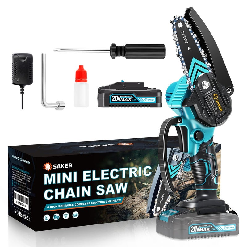 Saker Mini Chainsaw,Portable Electric Chainsaws Cordless,Handheld Chain Saw Pruning Shears Chain Saws for Tree Branches,Courtyard,Household and Garden,Gifts for Men Dad Husband Women - Image 1