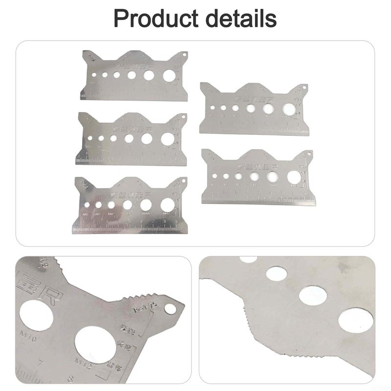 5pcs Steel Screw Measuring Ruler Set with Spiral Guide Gauges for Workshop Construction DIY - Image 4