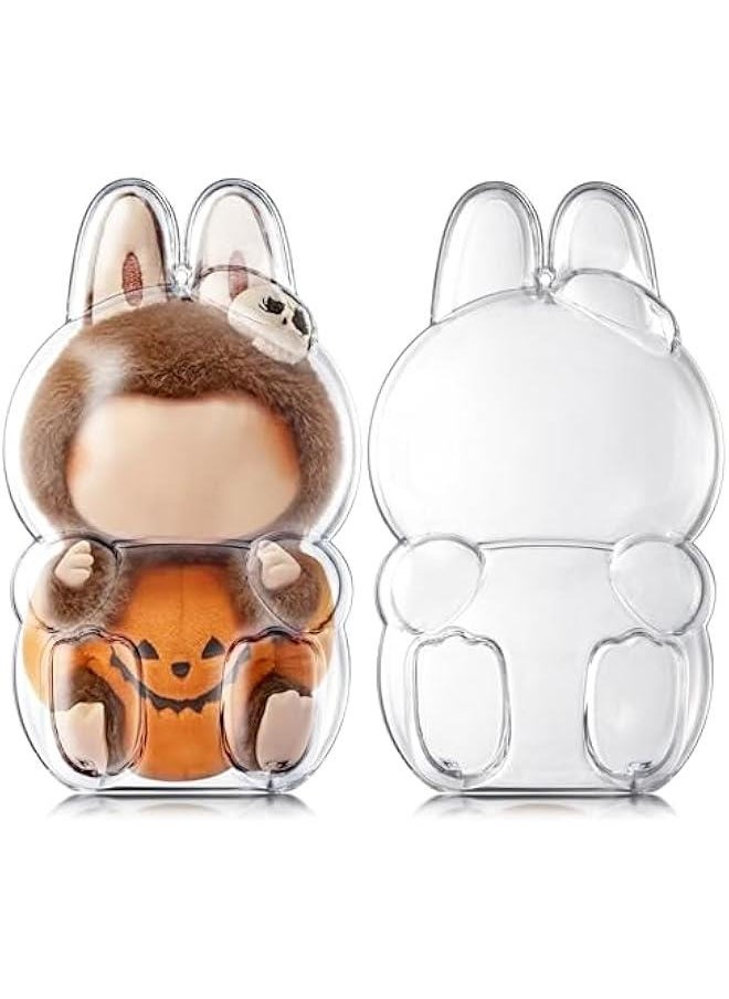 Arabest Clear Bag Keychain for LABUBU Plush Doll, Clear Doll Display Protective Cover, Hanging Figure Transparent Acrylic Case Storage Box for Fans Collector (Pumpkin)  - Image 1