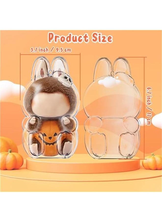 Arabest Clear Bag Keychain for LABUBU Plush Doll, Clear Doll Display Protective Cover, Hanging Figure Transparent Acrylic Case Storage Box for Fans Collector (Pumpkin)  - Image 2