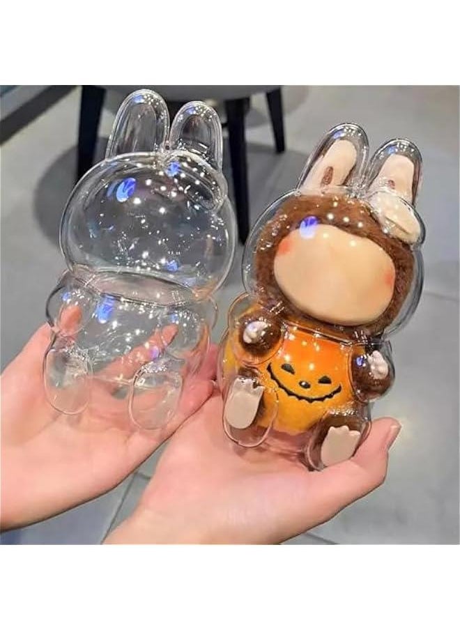 Arabest Clear Bag Keychain for LABUBU Plush Doll, Clear Doll Display Protective Cover, Hanging Figure Transparent Acrylic Case Storage Box for Fans Collector (Pumpkin)  - Image 4