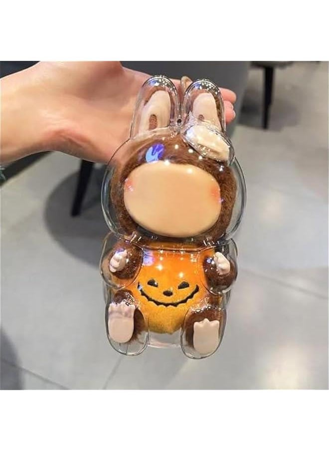 Arabest Clear Bag Keychain for LABUBU Plush Doll, Clear Doll Display Protective Cover, Hanging Figure Transparent Acrylic Case Storage Box for Fans Collector (Pumpkin)  - Image 5