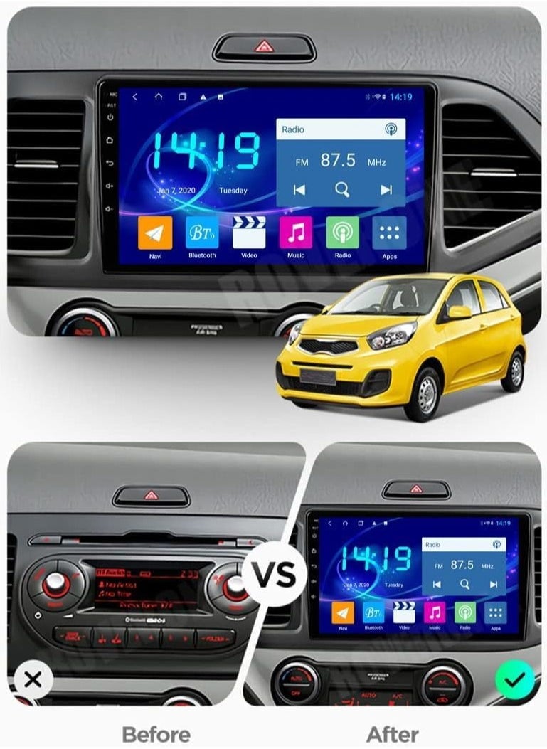 SHEZA STAR - Android Screen For Kia Morning Picanto 2011-2015 6GB RAM 128GB ROM SIM Card Support Apple Carplay IPS Touch Screen DSP built In Bluetooth USB Radio WiFi Play Store AHD Camera included - Image 1