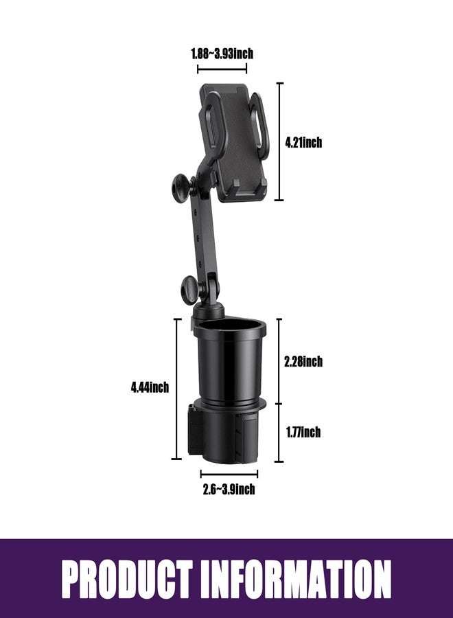 Ajxn 1 PC Car Cup Holder Phone Mount, Universal Adjustable Cup Holder Cradle, 2-in-1 Auto Cell Phone Stand, for Most Trucks, SUVs (Black) - Image 2