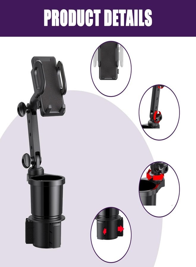Ajxn 1 PC Car Cup Holder Phone Mount, Universal Adjustable Cup Holder Cradle, 2-in-1 Auto Cell Phone Stand, for Most Trucks, SUVs (Black) - Image 5
