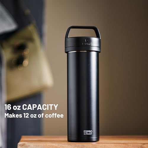 ESPRO P0 Ultralight French Press Coffee Maker for Travel, Vacuum Insulated Stainless Steel, 16 Ounces, Matte Meteorite Black - Image 5